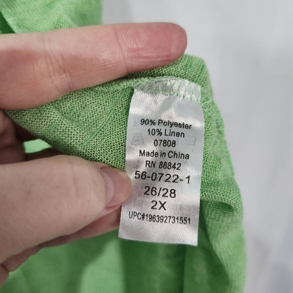Woman Within Duster Cardigan Size 2X (26/28) Lime Green Lightweight‎ Linen Blend - Picture 2 of 7